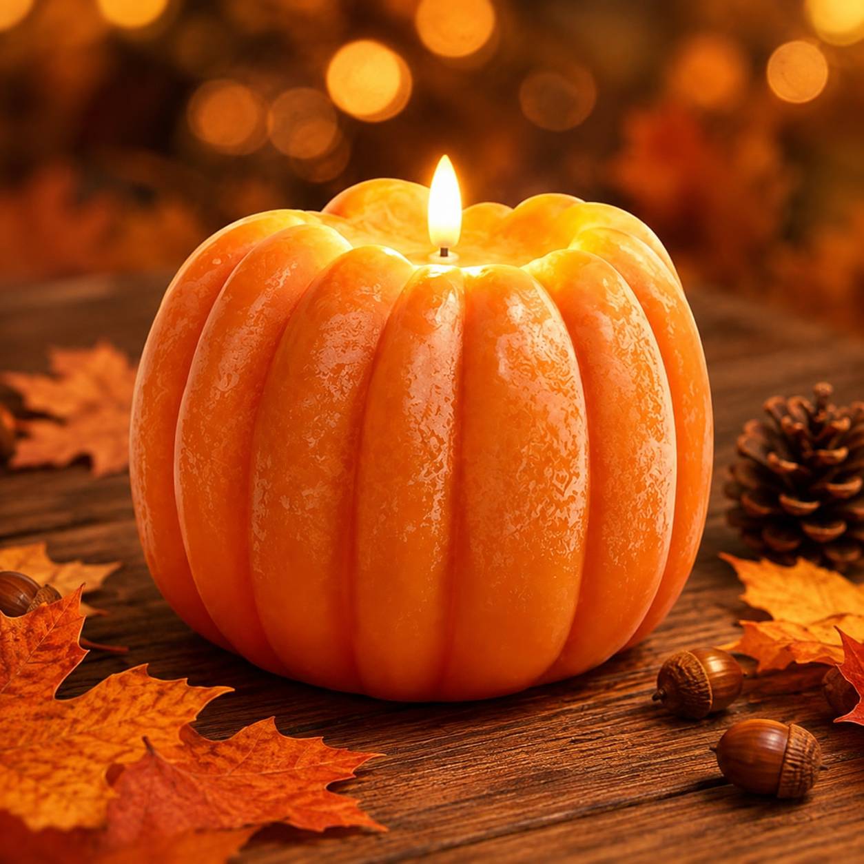 Orange flameless pumpkin LED candle