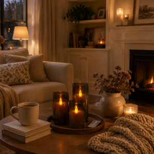 Amber Glow LED Candle Set