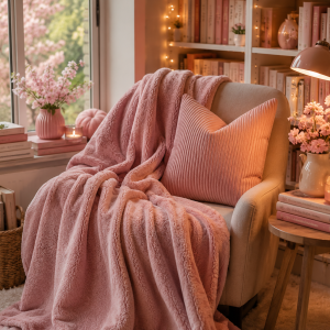 Dusty Pink Fleece Throw Blanket